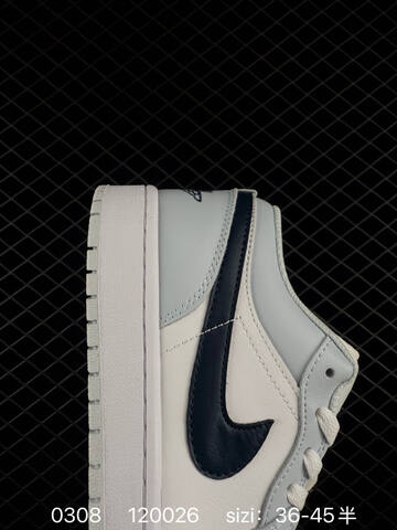 Jordan Air Jordan 1 Low White Light Grey Dark Navy EU 36-45 Sneaker - Unisex (BS-79693)