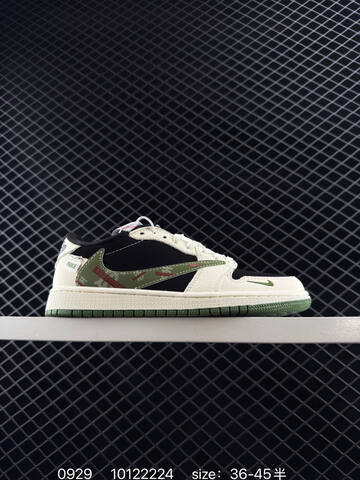 Jordan Air Jordan 1 Low Travis Scott Fragment Custom Dark Green Off White EU 36-45 Sneaker - Unisex (BS-80603)