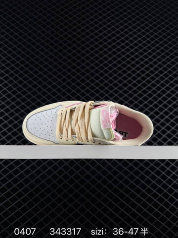 Jordan Travis Scott x Air Jordan 1 Low OG Cream White Light Pink Pale Green EU 36-47 Sneaker - Unisex (BS-79536)