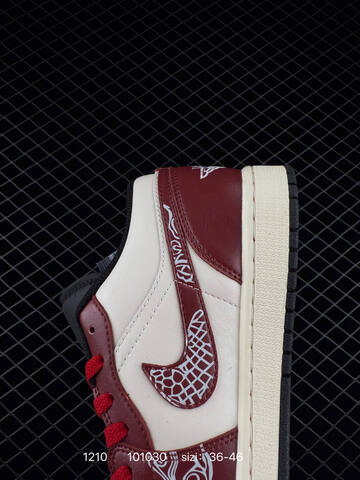 Jordan Air Jordan 1 Low Sail Burgundy Red Black White EU 36-46 Sneaker - Unisex (BS-80081)