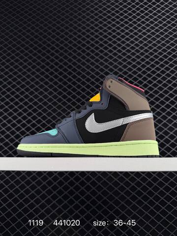Jordan Air Jordan 1 Retro High 555088-009 Black Blue Brown Silver Neon Green Yellow Pink EU 36-45 Sneaker - Unisex (BS-80238)