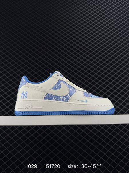 Nike Air Force 1 blue white with Louis Vuitton monogram print 36-45 lifestyle