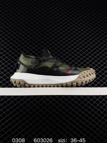 Nike ACG Mountain Fly Low GTX SE beige gray with tan outsole and red swoosh 36-45 trail
