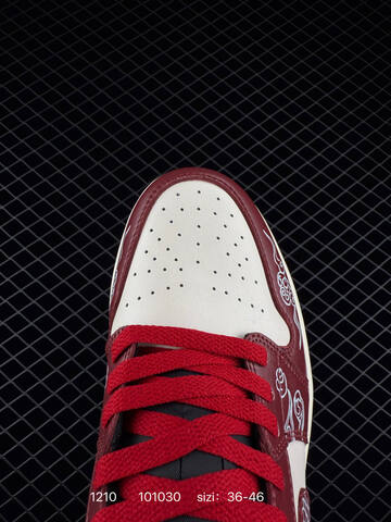 Jordan Air Jordan 1 Low Sail Burgundy Red Black White EU 36-46 Sneaker - Unisex (BS-80081)