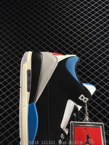 Jordan Air Jordan 3 Retro Rare Air Black White Grey Blue Red EU 36-47 Basketball Shoe - Unisex (BS-81341)