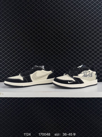 Jordan Air Jordan 1 Low Travis Scott Stussy DIY Black Sail Light Grey White EU 36-45 Sneaker - Unisex (BS-80200)