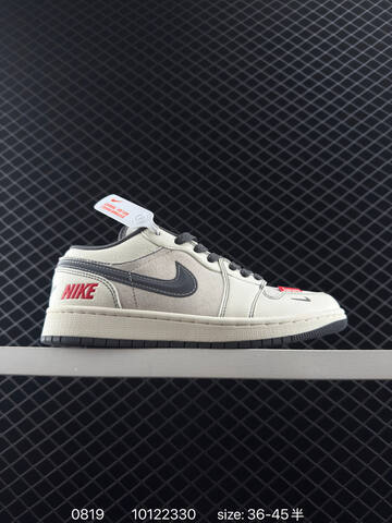 Jordan Air Jordan 1 Low Light Beige Dark Grey Red EU 36-45 Sneaker - Unisex (BS-80881)