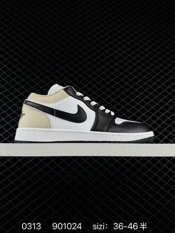 Jordan Air Jordan 1 Low Black White Beige Silver EU 36-46 Sneaker - Unisex (BS-79669)