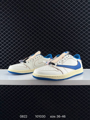 Jordan Travis Scott x Fragment x Air Jordan 1 Low DM7866-002 Sail Blue Cream Brown EU 36-46 Sneaker - Unisex (BS-80852)