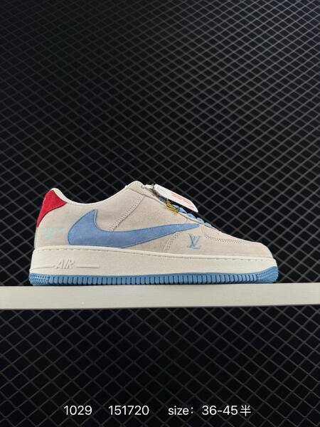 Nike Air Force 1 blue white with Louis Vuitton monogram print 36-45 lifestyle