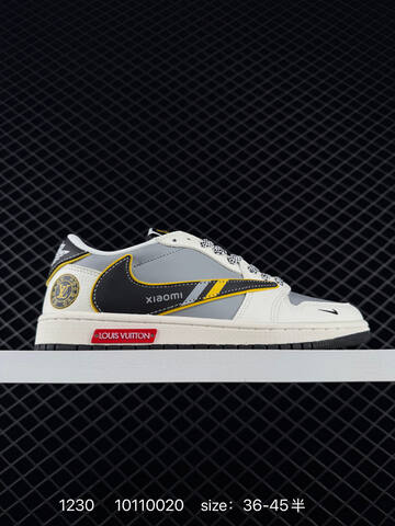 Jordan Air Jordan 1 Low Travis Scott Custom White Grey Black Yellow Red EU 36-45 Sneaker - Unisex (BS-79942)