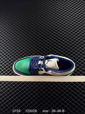Jordan Air Jordan 1 Low 553558-147 Green Navy White Cream EU 36-46 Sneaker - Unisex (BS-81004)