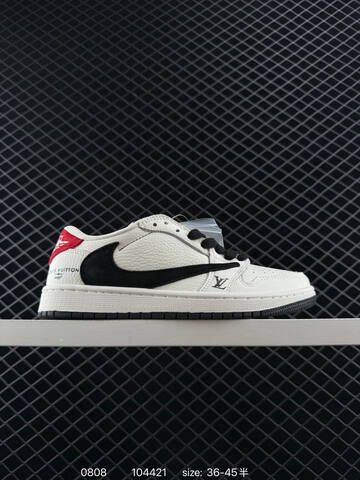 Jordan Air Jordan 1 Low Travis Scott Louis Vuitton White Black Red EU 36-45 Sneaker - Unisex (BS-80951)