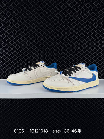 Jordan Travis Scott x Air Jordan 1 Low Sail Blue Cream Black EU 36-46 Sneaker - Unisex (BS-79895)