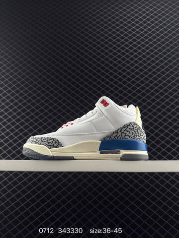 Jordan Air Jordan 3 Retro White Grey Blue Red Cream EU 36-45 Basketball Shoe - Unisex (BS-81074)