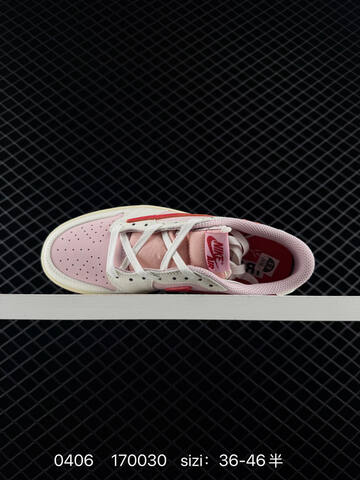Jordan Travis Scott x Air Jordan 1 Low Pink White Red Cream EU 36-46 Sneaker - Unisex (BS-79544)