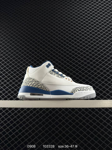 Jordan Air Jordan 3 Retro White Black Blue Grey EU 36-47 Basketball Shoe - Unisex (BS-80743)