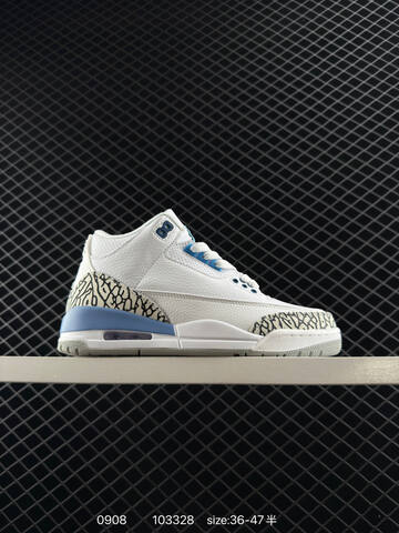 Jordan Air Jordan 3 Retro White Black Blue Grey EU 36-47 Basketball Shoe - Unisex (BS-80743)