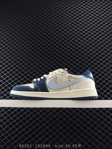 Jordan Air Jordan 1 Low Travis Scott Supreme DIY Sail Navy Blue Light Blue Red EU 36-45 Sneaker - Unisex (BS-81147)