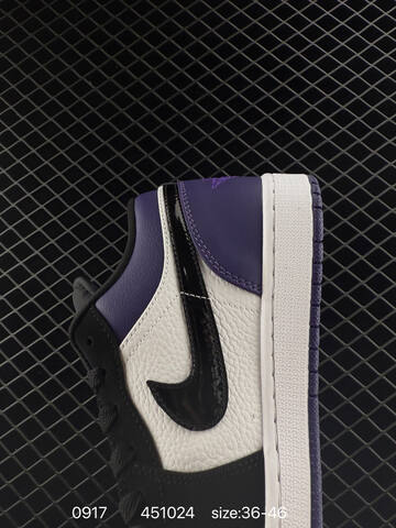 Jordan Air Jordan 1 Low 553558-125 Black White Purple EU 36-46 Basketball Shoe - Unisex (BS-80698)