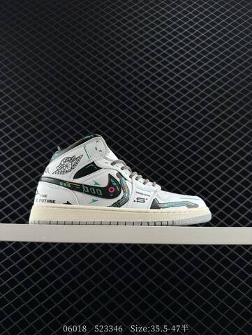 Jordan Air Jordan 1 Mid Light Mint Black Beige White Teal EU 35 5-47 Basketball Shoe - Unisex (BS-81179)