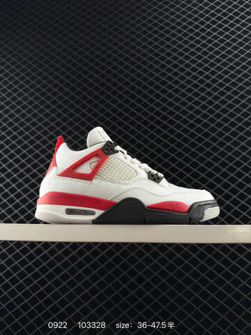 Jordan Air Jordan 4 Retro White Red Black EU 36-47 5 Basketball Shoe - Unisex (BS-80659)