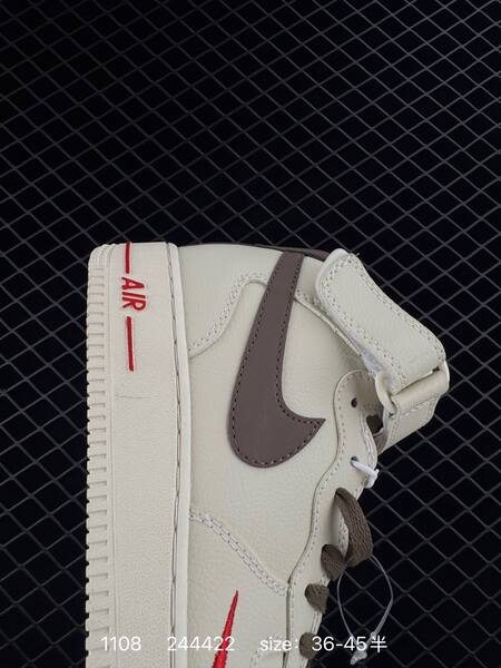 Nike Air Force 1 Low cream white with brown and red accents EU 36-45 lifestyle