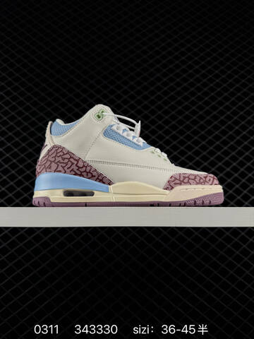 Jordan Air Jordan 3 Retro Sail Light Blue Burgundy Cream EU 36-45 Basketball Shoe - Unisex (BS-79679)