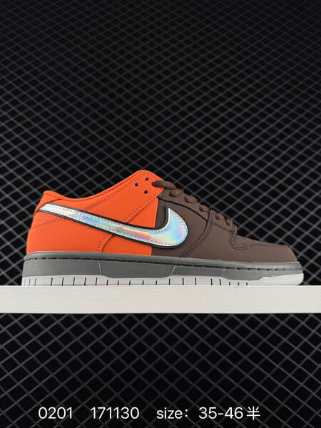 Nike SB Dunk Low brown orange with iridescent silver Swoosh 35-46 5 skate lifestyle