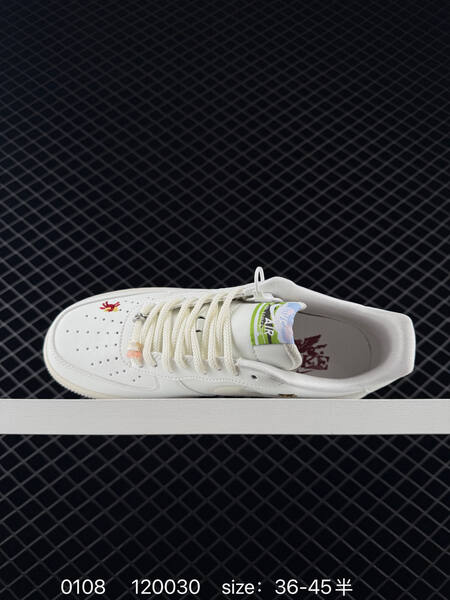 Nike Air Force 1 07 white cream with red and multicolor embroidery 36-45 casual lifestyle