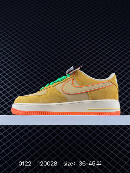Nike Air Force 1 07 Low tan beige orange with green laces EU 36-45 5 lifestyle