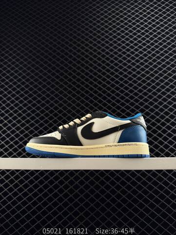 Jordan Air Jordan 1 Low Travis Scott Fragment DM7866-140 Sail Black Military Blue Cream EU 36-45 Sneaker - Unisex (BS-81321)