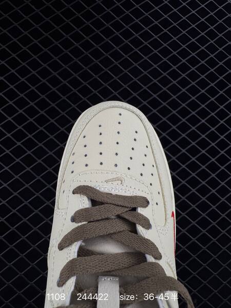 Nike Air Force 1 Low cream white with brown and red accents EU 36-45 lifestyle