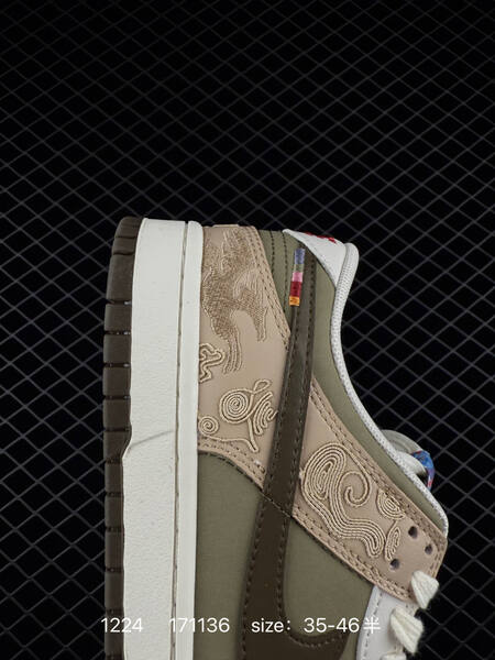 Nike Dunk Low olive beige white brown with red accents 35-46 casual lifestyle