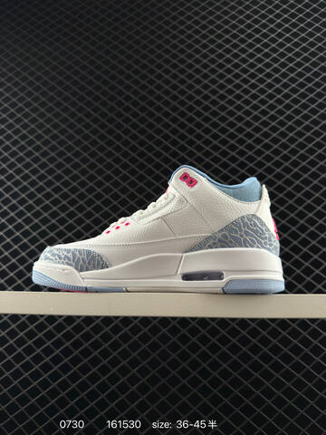 Jordan Air Jordan 3 Retro White And Cobalt Bliss White Light Blue Pink EU 36-45 Basketball Shoe - Unisex (BS-80997)