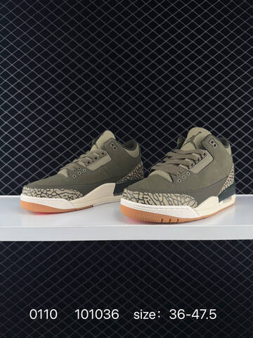 Jordan Air Jordan 3 Retro SE Olive Green Cream White Gum Brown EU 36-47 5 Basketball Shoe - Unisex (BS-79857)