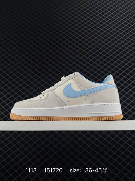 Nike Air Force 1 07 Low white light grey with light blue swoosh and lining gum sole EU 36-45 5 lifestyle