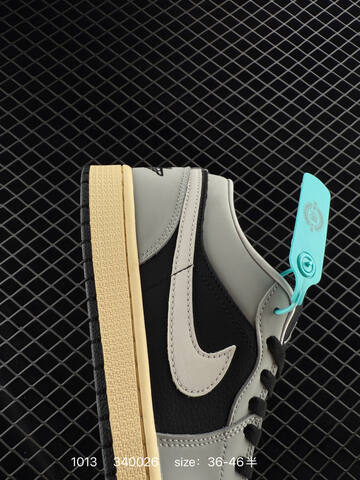 Jordan Air Jordan 1 Low Black Light Grey Pale Yellow EU 36-46 Sneaker - Unisex (BS-80530)