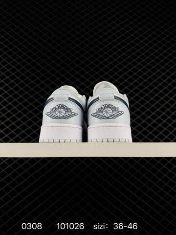 Jordan Air Jordan 1 Low White Light Grey Dark Navy EU 36-46 Sneaker - Unisex (BS-79687)