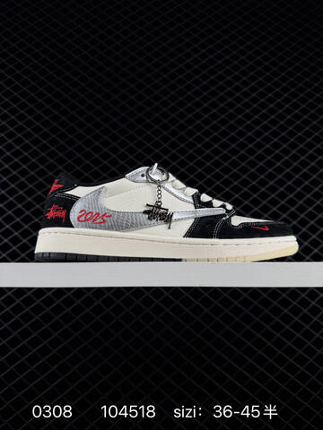Jordan Air Jordan 1 Low Travis Scott Stussy Supreme Custom Sail Navy Grey Black Red EU 36-45 Sneaker - Unisex (BS-79690)