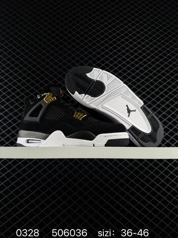 Jordan Air Jordan 4 Retro Black White Gold EU 36-46 Basketball Shoe - Unisex (BS-79589)