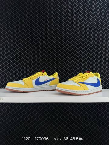 Jordan Air Jordan 1 Low OG SP Travis Scott DZ4137-106 White Yellow Blue Gum Brown EU 36-48 5 Sneaker - Unisex (BS-80229)