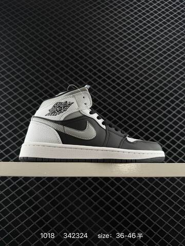 Jordan Air Jordan 1 Mid Black White Light Grey EU 36-46 Basketball Shoe - Unisex (BS-80491)