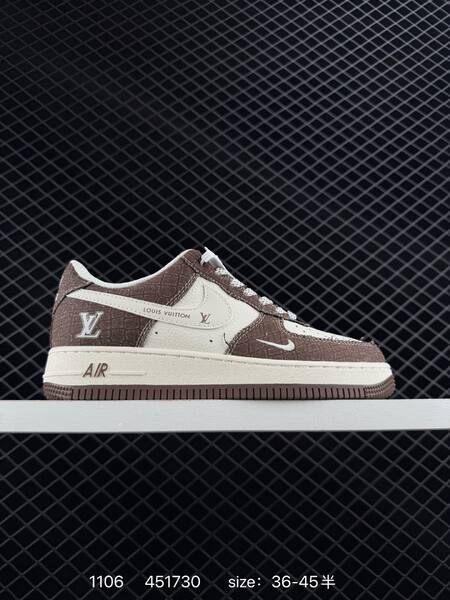 Nike Air Force 1 07 Low various colorways with BAPE Louis Vuitton-style prints gray cream blue gray brown cream black white 36-45 5 lifestyle