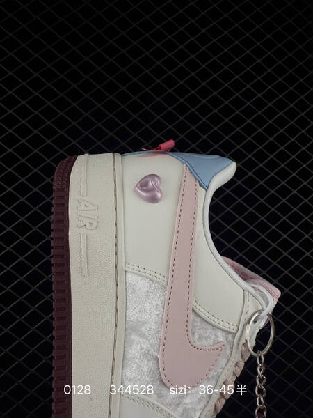 Nike Air Force 1 Low off-white pink light blue metallic silver with burgundy outsole 36-45 half lifestyle