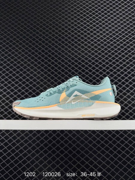 Nike Pegasus Trail 5 light teal seafoam with white peach and taupe accents 36-45 lifestyle