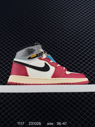 Jordan Air Jordan 1 Retro High Union Los Angeles White Black Red Cream Grey EU 36-47 Basketball Shoe - Unisex (BS-80252)