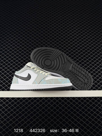 Jordan Air Jordan 1 Low White Grey Light Blue Black Cream EU 36-46 Sneaker - Unisex (BS-80032)