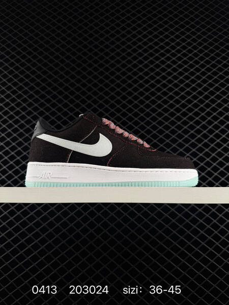 Nike Air Force 1 07 Low Black White Mint with multicolor laces EU 36-45 lifestyle