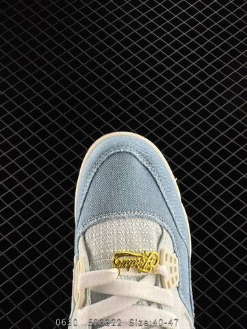 Jordan Air Jordan 4 Retro Denim Worn Blue Light Blue White Gold EU 40-47 Basketball Shoe - Men's (BS-81119)